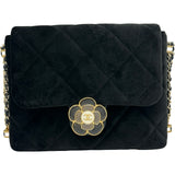 シャネル CHANEL カメリアフラップバッグ AS4413 ブラック/ゴールド金具 ベロア レディース ショルダーバッグ