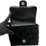 シャネル CHANEL カメリアフラップバッグ AS4413 ブラック/ゴールド金具 ベロア レディース ショルダーバッグ