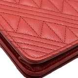 シャネル CHANEL ココマーク チェーンウォレット A70175 25番台 レッド ゴールド金具 キャビアスキン レディース ショルダーバッグ