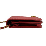 シャネル CHANEL ココマーク チェーンウォレット A70175 25番台 レッド ゴールド金具 キャビアスキン レディース ショルダーバッグ