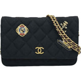 シャネル CHANEL マトラッセ チェーンウォレット A70334 26番台 ブラック ゴールド金具 コットン レディース ショルダーバッグ