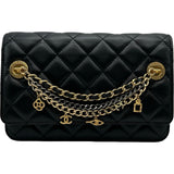 シャネル CHANEL マトラッセチェーンウォレット AP0498 28番台 ブラック ゴールド金具 ラムスキン レディース ショルダーバッグ