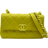 シャネル CHANEL マトラッセ チェーンショルダーバッグ AS2302 30番台 ライム イエロー 金具 キャビアスキン レディース ショルダーバッグ