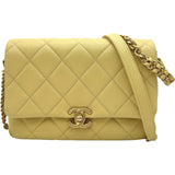 シャネル CHANEL マトラッセスモールフラップバッグ AS3103 ライトイエロー ゴールド金具 キャビアスキン レディース ショルダーバッグ