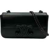 セリーヌ CELINE トリオンフチェーンショルダー 199243 ブラック ブラック金具 シャイニカーフスキン レディース ショルダーバッグ