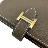エルメス HERMES ペアコンパクト W刻 エトゥープ　ゴールド金具 エプソン レディース 二つ折り財布