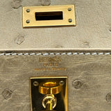 エルメス HERMES ミニケリー20 〇Y刻 ベージュ系 ゴールド金具 オーストリッチ レディース ショルダーバッグ