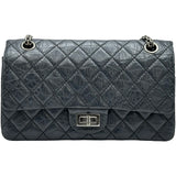 シャネル CHANEL 2.55 マトラッセ チェーンショルダー A37586 24番台 ブルーグレー系 シルバー金具 エイジドカーフ レディース ショルダーバッグ