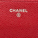 シャネル CHANEL マトラッセチェーンウォレット A33814 20番台 レッド シルバー金具 キャビアスキン レディース ショルダーバッグ