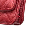 シャネル CHANEL マトラッセチェーンウォレット A33814 20番台 レッド シルバー金具 キャビアスキン レディース ショルダーバッグ