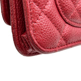 シャネル CHANEL マトラッセチェーンウォレット A33814 20番台 レッド シルバー金具 キャビアスキン レディース ショルダーバッグ