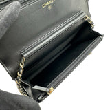 シャネル CHANEL カメリアチェーンウォレット AP0046 27番台 ブラック ゴールド金具 ラムスキン レディース ショルダーバッグ