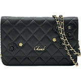 シャネル CHANEL カメリアチェーンウォレット AP0046 27番台 ブラック ゴールド金具 ラムスキン レディース ショルダーバッグ