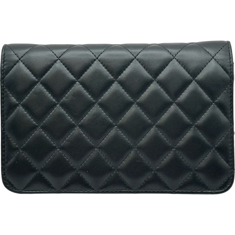 シャネル CHANEL カメリアチェーンウォレット AP0046 27番台 ブラック