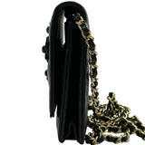 シャネル CHANEL カメリアチェーンウォレット AP0046 27番台 ブラック ゴールド金具 ラムスキン レディース ショルダーバッグ