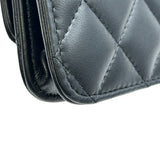 シャネル CHANEL カメリアチェーンウォレット AP0046 27番台 ブラック ゴールド金具 ラムスキン レディース ショルダーバッグ