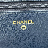 シャネル CHANEL マトラッセ チェーンウォレット AP0250 ブルー ゴールド金具 キャビアスキン レディース ショルダーバッグ