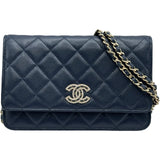 シャネル CHANEL マトラッセ チェーンウォレット AP0250 ブルー ゴールド金具 キャビアスキン レディース ショルダーバッグ