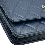 シャネル CHANEL マトラッセ チェーンウォレット AP0250 ブルー ゴールド金具 キャビアスキン レディース ショルダーバッグ