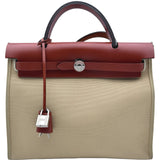 エルメス HERMES エールバッグジップPM A刻印 ベージュ/ナチュラル シルバー金具 トワル/ハンター レディース ハンドバッグ