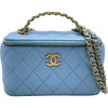 シャネル CHANEL バニティショルダーバッグ AP2805 32番台 ライトブルー ゴールド金具 キャビアスキン レディース ショルダーバッグ