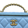 シャネル CHANEL バニティショルダーバッグ AP2805 32番台 ライトブルー ゴールド金具 キャビアスキン レディース ショルダーバッグ