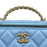 シャネル CHANEL バニティショルダーバッグ AP2805 32番台 ライトブルー ゴールド金具 キャビアスキン レディース ショルダーバッグ
