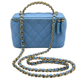 シャネル CHANEL バニティショルダーバッグ AP2805 32番台 ライトブルー ゴールド金具 キャビアスキン レディース ショルダーバッグ