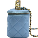 シャネル CHANEL バニティショルダーバッグ AP2805 32番台 ライトブルー ゴールド金具 キャビアスキン レディース ショルダーバッグ