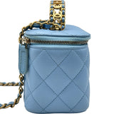 シャネル CHANEL バニティショルダーバッグ AP2805 32番台 ライトブルー ゴールド金具 キャビアスキン レディース ショルダーバッグ