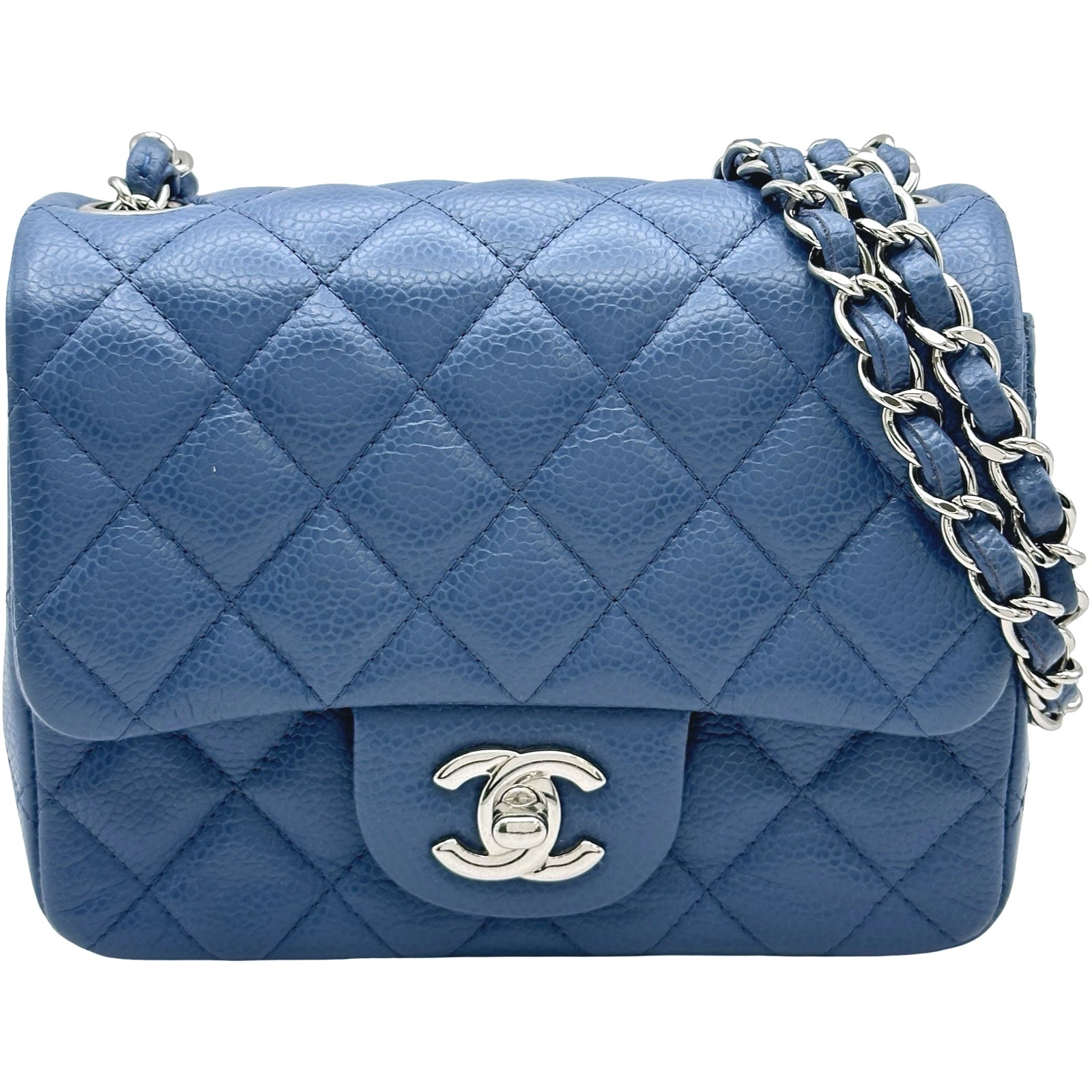 シャネル CHANEL ミニマトラッセ18 A35200 19番台 ブルー シルバー金具
