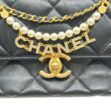 シャネル CHANEL マトラッセロゴチャームチェーンショルダー AS4986 ブラック ゴールド金具 ラムスキン レディース ショルダーバッグ