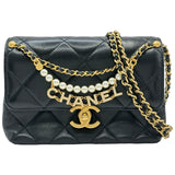 シャネル CHANEL マトラッセロゴチャームチェーンショルダー AS4986 ブラック ゴールド金具 ラムスキン レディース ショルダーバッグ