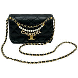 シャネル CHANEL マトラッセロゴチャームチェーンショルダー AS4986 ブラック ゴールド金具 ラムスキン レディース ショルダーバッグ