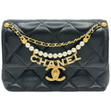 シャネル CHANEL マトラッセロゴチャームチェーンショルダー AS4986 ブラック ゴールド金具 ラムスキン レディース ショルダーバッグ