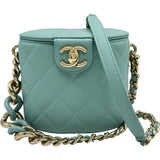 シャネル CHANEL バニティチェーンショルダー AS3155 29番台 グリーン ゴールド金具 ラムスキン レディース ショルダーバッグ