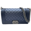 シャネル CHANEL ボーイシャネル25 A67086 24番台 ブルー シルバー金具 キャビアスキン レディース ショルダーバッグ
