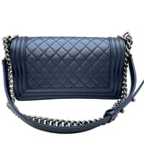 シャネル CHANEL ボーイシャネル25 A67086 24番台 ブルー シルバー金具 キャビアスキン レディース ショルダーバッグ