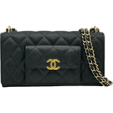 シャネル CHANEL マトラッセフラップチェーンウォレット AP3465 ブラック/ゴールド金具 キャビアスキン レディース ウォレットチェーン