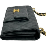 シャネル CHANEL マトラッセフラップチェーンウォレット AP3465 ブラック/ゴールド金具 キャビアスキン レディース ウォレットチェーン