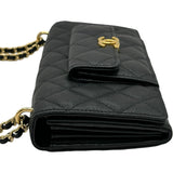 シャネル CHANEL マトラッセフラップチェーンウォレット AP3465 ブラック/ゴールド金具 キャビアスキン レディース ウォレットチェーン