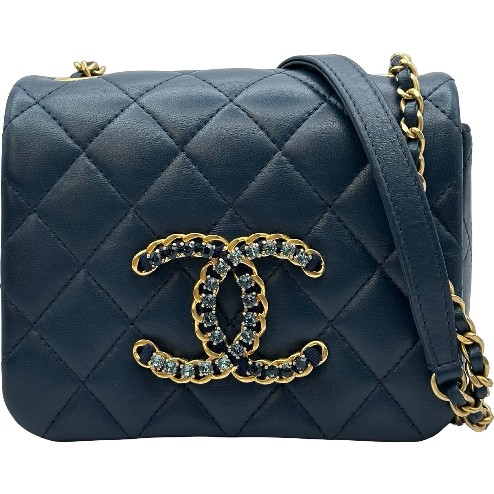 シャネル CHANEL ミニマトラッセ AS2599 ブルー ゴールド金具