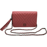 シャネル CHANEL マトラッセチェーンウォレット A84444 28番台 ピンク シルバー金具 カーフスキン レディース ウォレットチェーン
