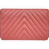 シャネル CHANEL マトラッセチェーンウォレット A84444 28番台 ピンク シルバー金具 カーフスキン レディース ウォレットチェーン
