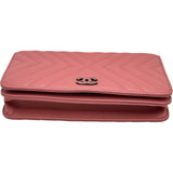 シャネル CHANEL マトラッセチェーンウォレット A84444 28番台 ピンク シルバー金具 カーフスキン レディース ウォレットチェーン