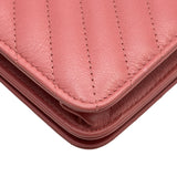 シャネル CHANEL マトラッセチェーンウォレット A84444 28番台 ピンク シルバー金具 カーフスキン レディース ウォレットチェーン