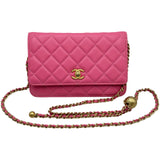 シャネル CHANEL ココボールマトラッセチェーンウォレット AP1450 29番台 ピンク ゴールド金具 ラムスキン レディース ウォレットチェーン