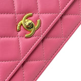 シャネル CHANEL ココボールマトラッセチェーンウォレット AP1450 29番台 ピンク ゴールド金具 ラムスキン レディース ウォレットチェーン