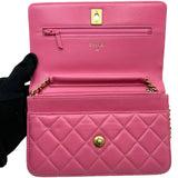 シャネル CHANEL ココボールマトラッセチェーンウォレット AP1450 29番台 ピンク ゴールド金具 ラムスキン レディース ウォレットチェーン