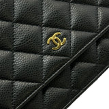 シャネル CHANEL マトラッセチェーンウォレット AP0250 ブラック ゴールド金具 キャビアスキン レディース ショルダーバッグ